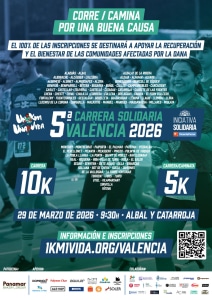 Cartel Carrera Solidaria 1km1vida València 2026